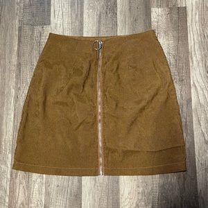 faux corduroy zip up mini skit, women’s size small